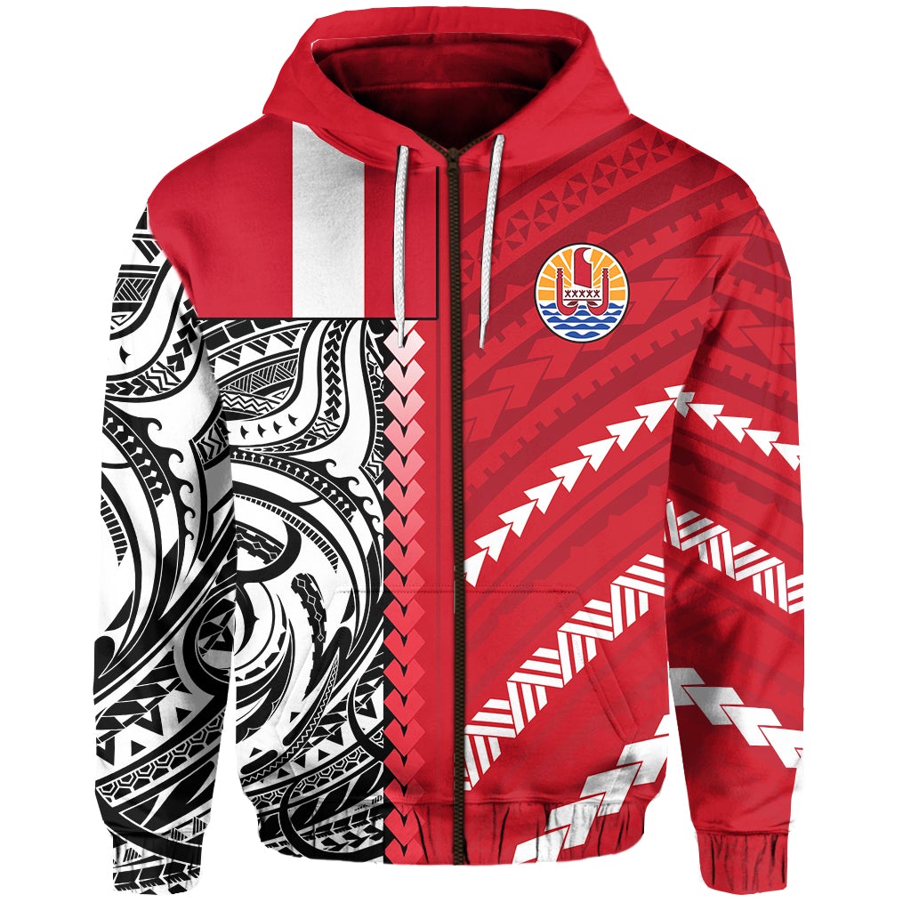 Tahiti Unique Zip Hoodie Polynesia Pattern LT13 - Wonder Print Shop