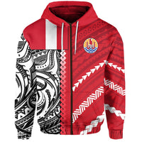 Tahiti Unique Zip Hoodie Polynesia Pattern LT13 - Wonder Print Shop