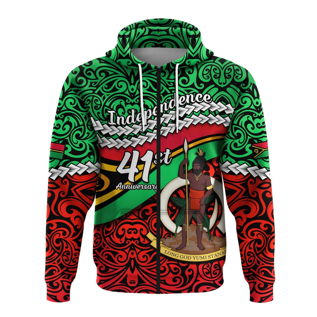 Custom Vanuatu Independence Zip Hoodie Happy Anniversary LT13 - Wonder Print Shop