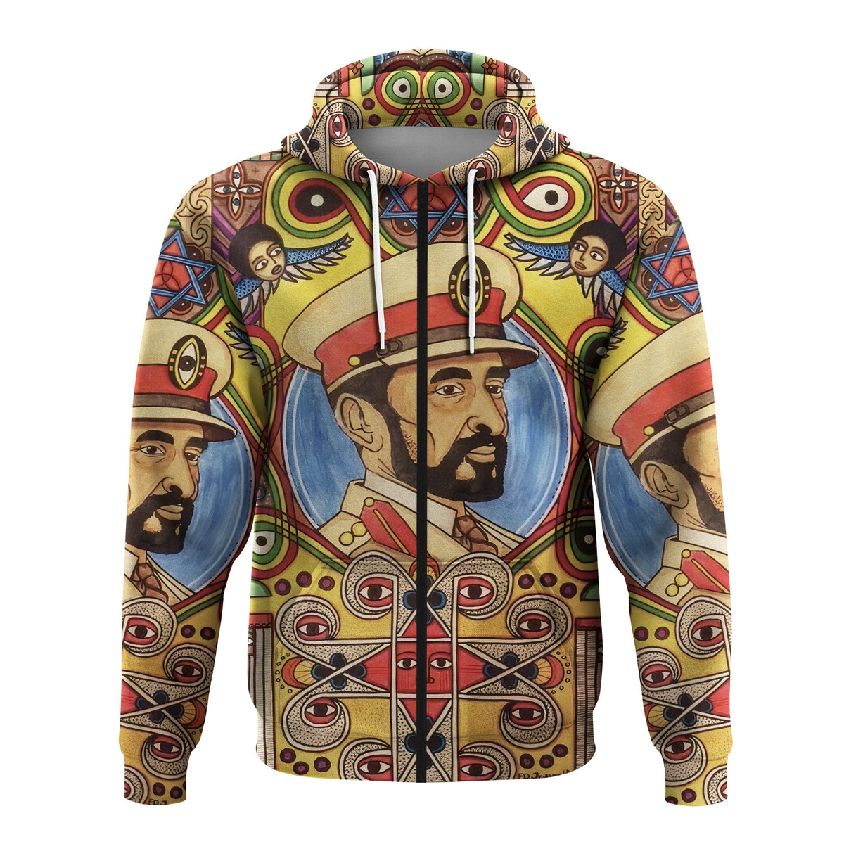 Ethiopia Zip Hoodie Haile Selassie I LT13 - Wonder Print Shop