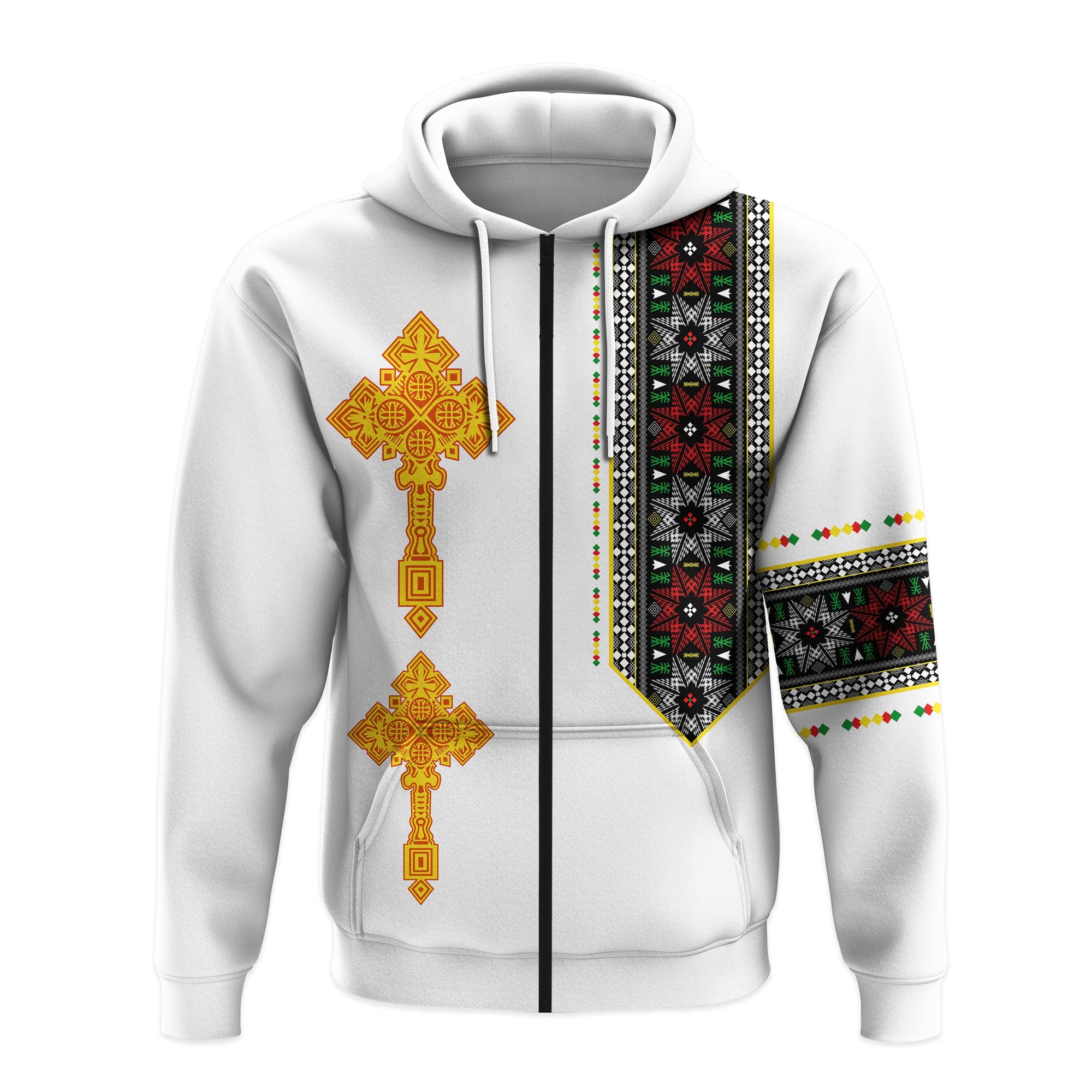 Ethiopia Tibeb Zip Hoodie Ethiopian Cross Fashion LT13 - Wonder Print Shop