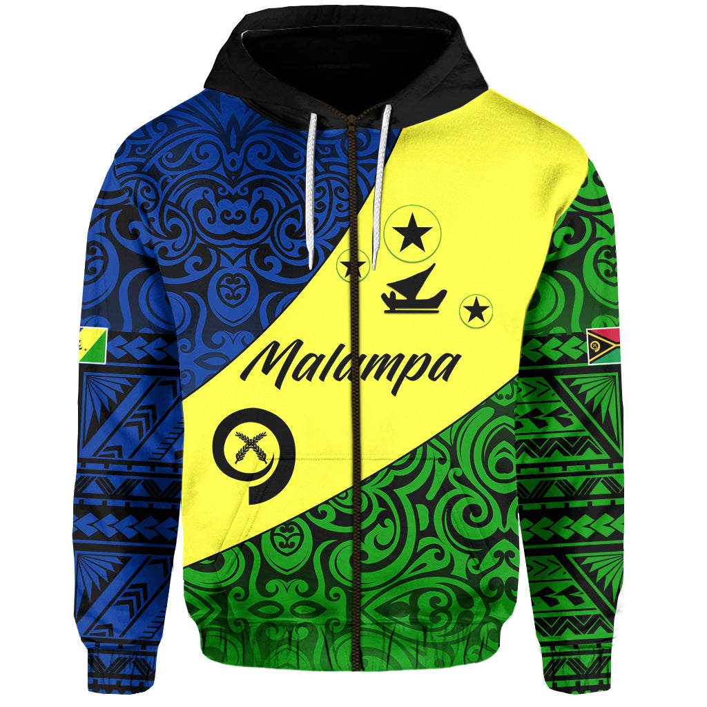 Custom Malampa Province Zip Hoodie Vanuatu Pattern LT13 - Wonder Print Shop