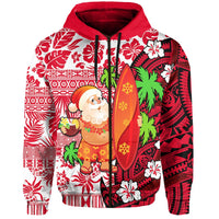 Custom Mele Kalikimaka Zip Hoodie Christmas Hawaii with Santa Claus LT13 - Wonder Print Shop