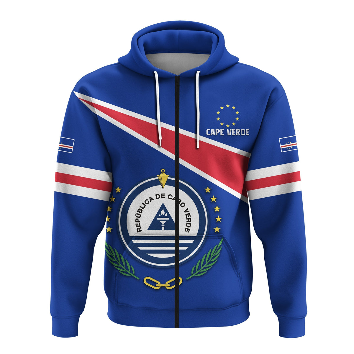 Custom Cape Verde Zip Hoodie Flag Cape Verde Lovers LT13 - Wonder Print Shop