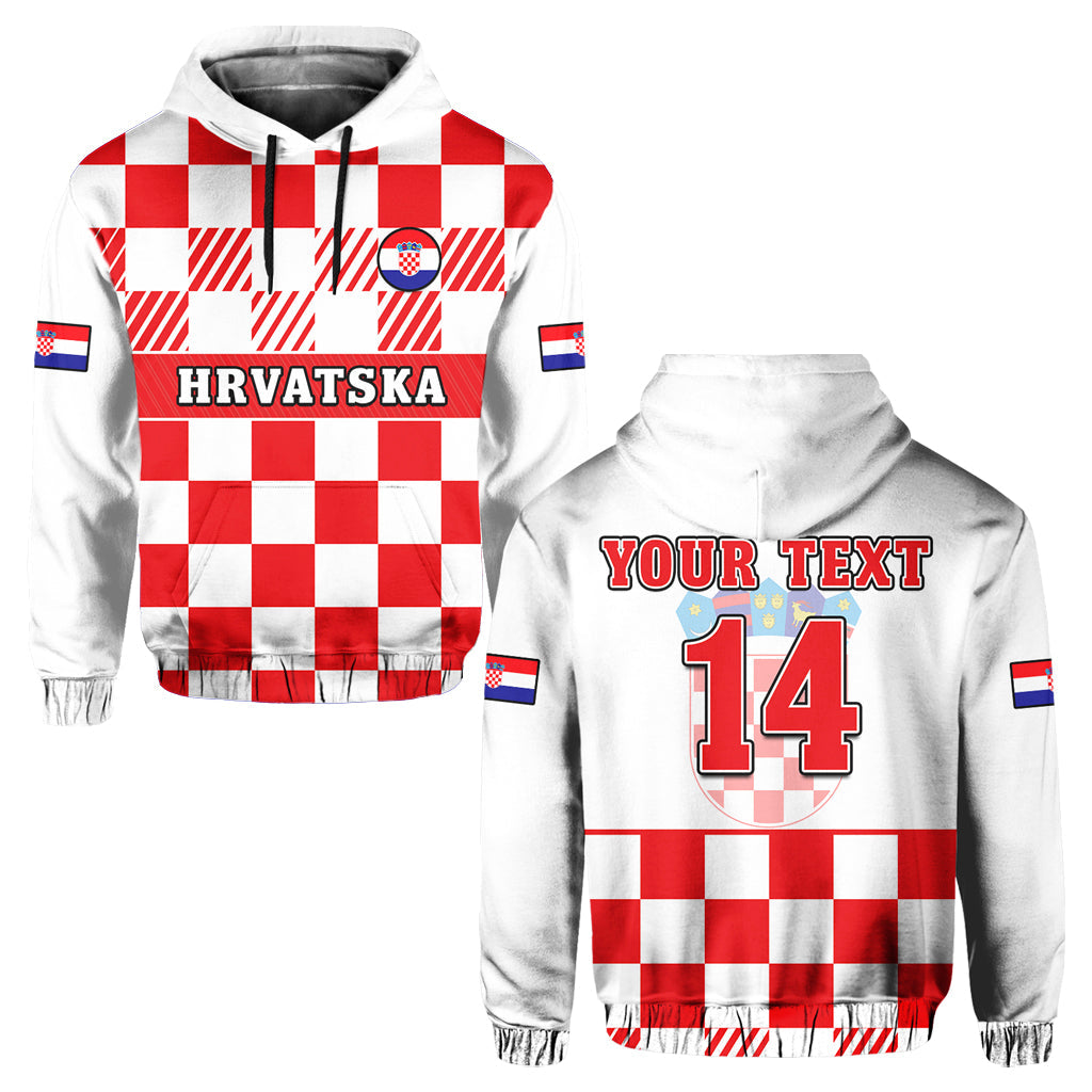 Custom Croatia Football Hoodie Hrvatska Checkerboard Red Version - Wonder Print Shop