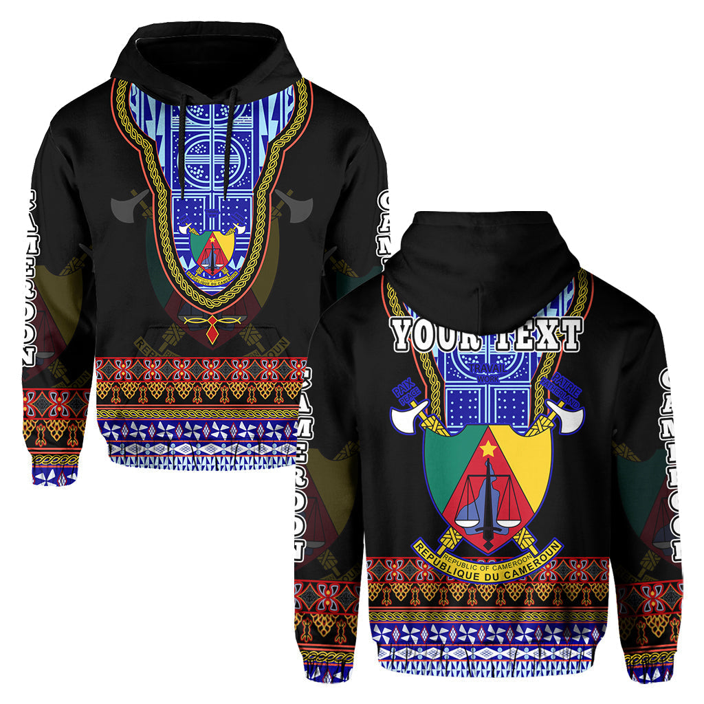 Custom Cameroon Hoodie Atoghu Pattern Black Style - Wonder Print Shop