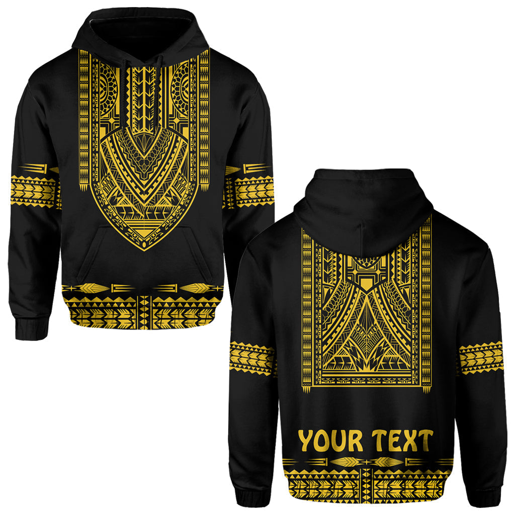 Custom Personalised Polynesian Hoodie Dashiki With Polynesian Tattoo Royal Golden Version - Wonder Print Shop