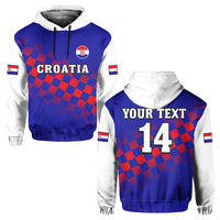 Custom Croatia Football Hoodie Hrvatska Checkerboard Blue Version - Wonder Print Shop