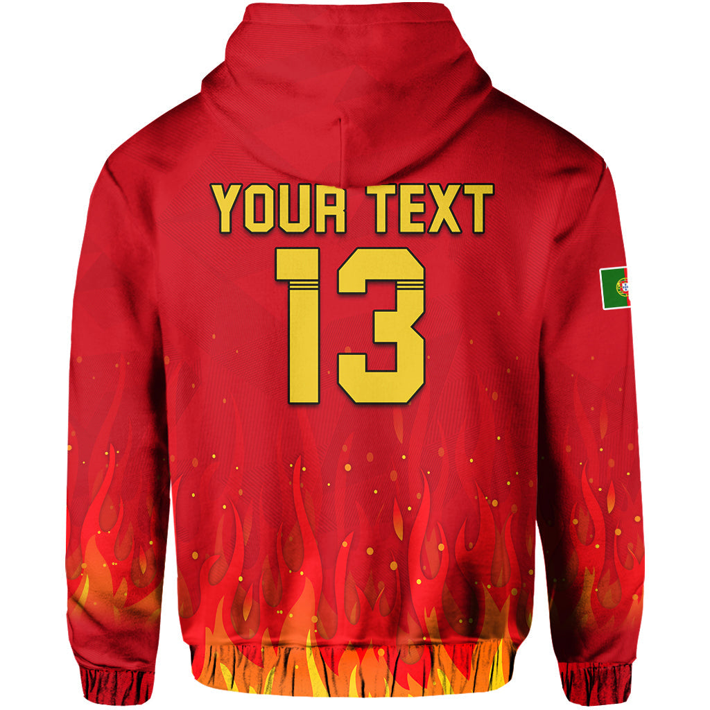 Custom Portugal Football Hoodie Champions Soccer World Cup My Heartbeat Fire LT13 - Wonder Print Shop