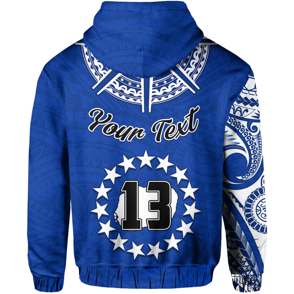 Custom Rarotonga Cook Islands Hoodie Turtle and Map Style Blue LT13 - Wonder Print Shop