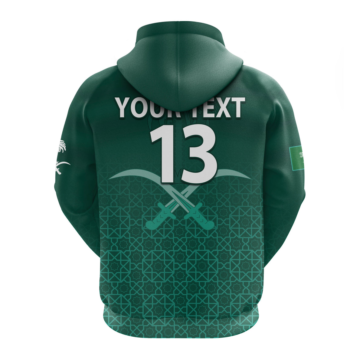 Custom Saudi Arabia Football Hoodie KSA Swords Pattern Saudi Green Champions LT13 - Wonder Print Shop