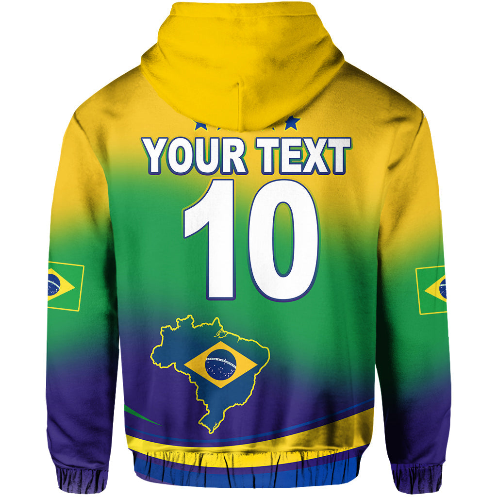 Custom Brazil Football Hoodie Soccer 2022 World Cup Selecao Brazil Campeao Style Color Flag LT13 - Wonder Print Shop