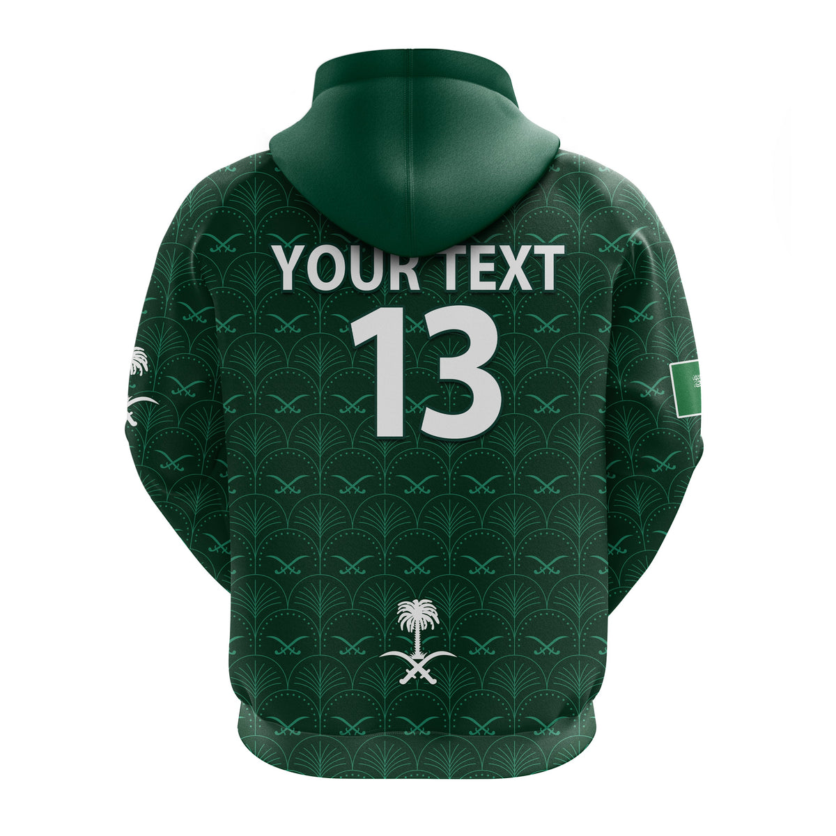 Custom Saudi Arabia Football Hoodie Saudi Green Falcon Champions 2022 World Cup LT13 - Wonder Print Shop