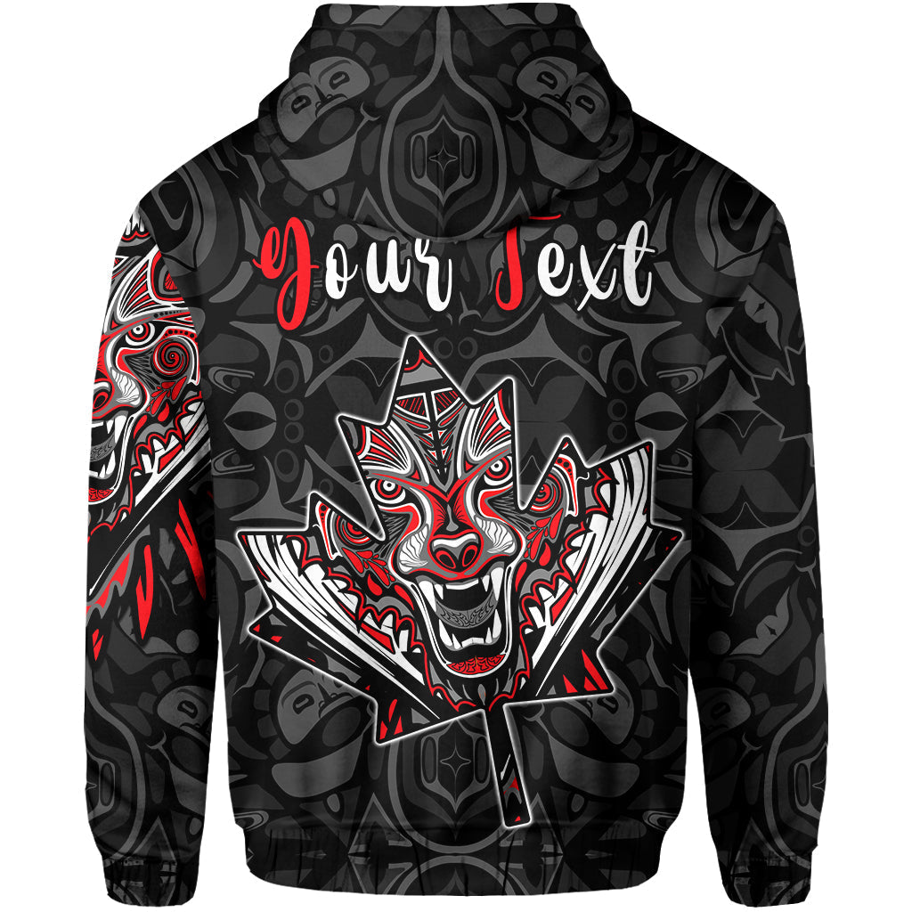 Custom Canada Haida Hoodie Wolf and Maple Leaf LT13 - Wonder Print Shop