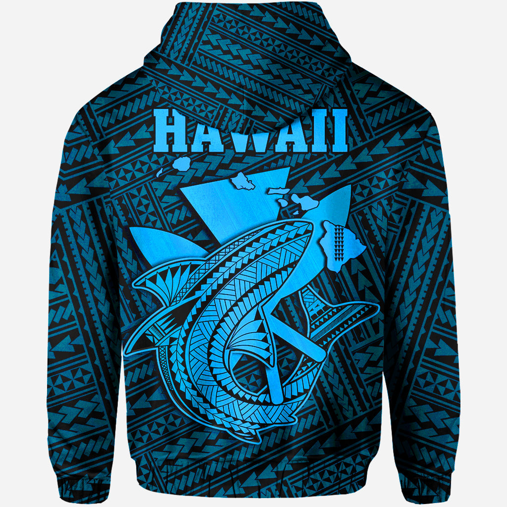 Custom Hawaii Hoodie Kakau Kanaka Maoli Combine Polynesian Shark Ver.03 - Wonder Print Shop