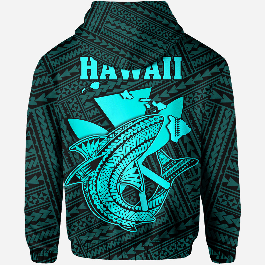 Custom Hawaii Hoodie Kakau Kanaka Maoli Combine Polynesian Shark Ver.04 - Wonder Print Shop