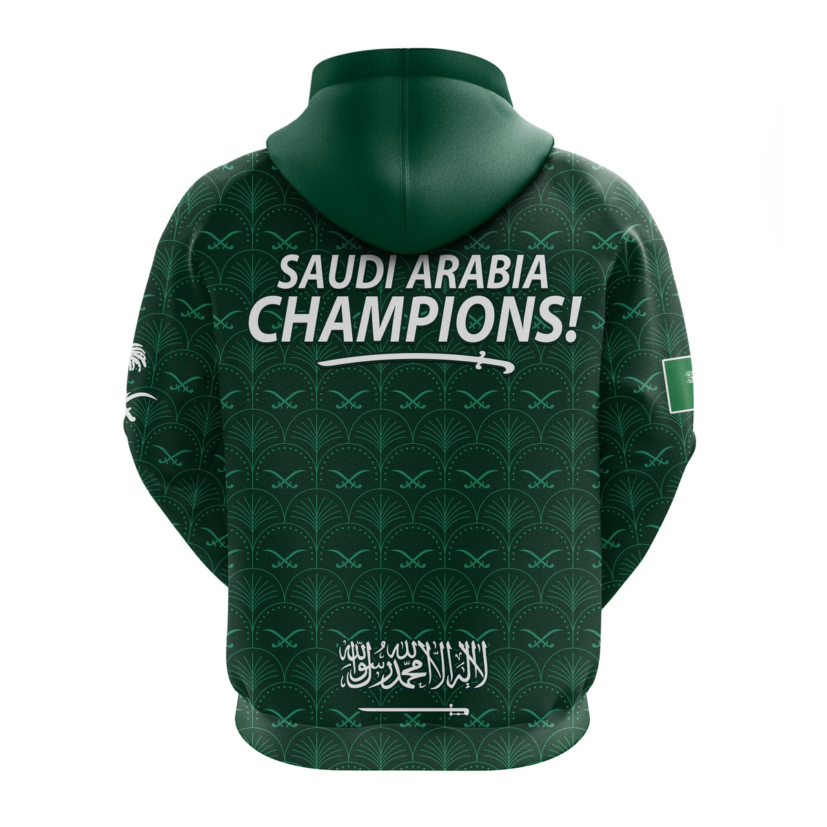 Saudi Arabia Football Hoodie Saudi Green Falcon Champions 2022 World Cup LT13 - Wonder Print Shop