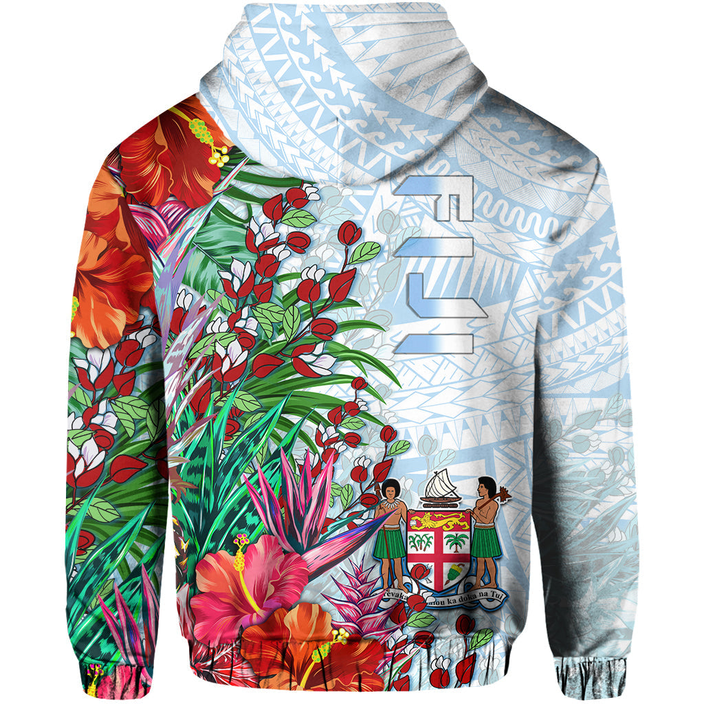 Custom Personalised Fiji Hoodie Proud Fijian Tapa mix Tagimoucia Flowers LT13 - Wonder Print Shop