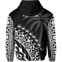 Fiji Rugby Hoodie Fijian Cibi Dance Tapa Pattern Black - Wonder Print Shop