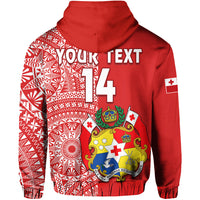 Custom Text And Number Tonga Hoodie Tongan Coat Of Arms Ngatu Pattern - Wonder Print Shop
