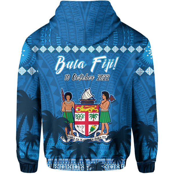 Custom Bula Fiji Matching Hawaiian Shirt and Dress Fijian Tapa Patterns with Palm Tree Turquoise LT13