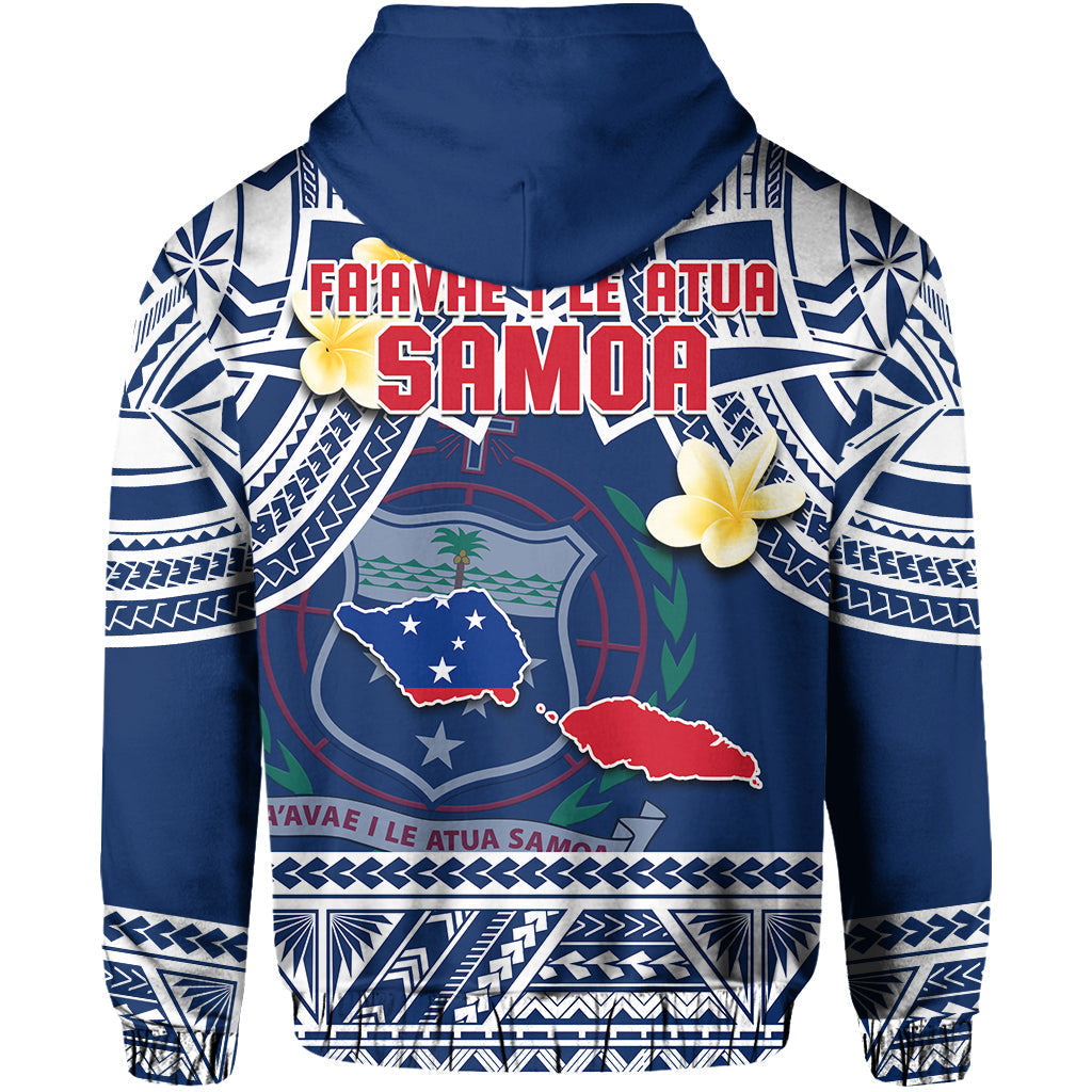 Samoa Hoodie Samoan Plumeria Flowers Mix Polynesian Pattern - Wonder Print Shop