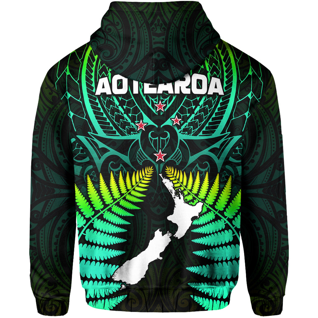 Aotearoa Fern Hoodie New Zealand Hei Tiki Green Style LT13 - Wonder Print Shop