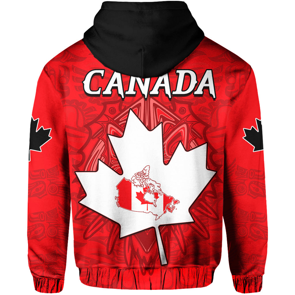 Custom Canada Maple Leaf Hoodie Red Haida Wolf LT13 - Wonder Print Shop