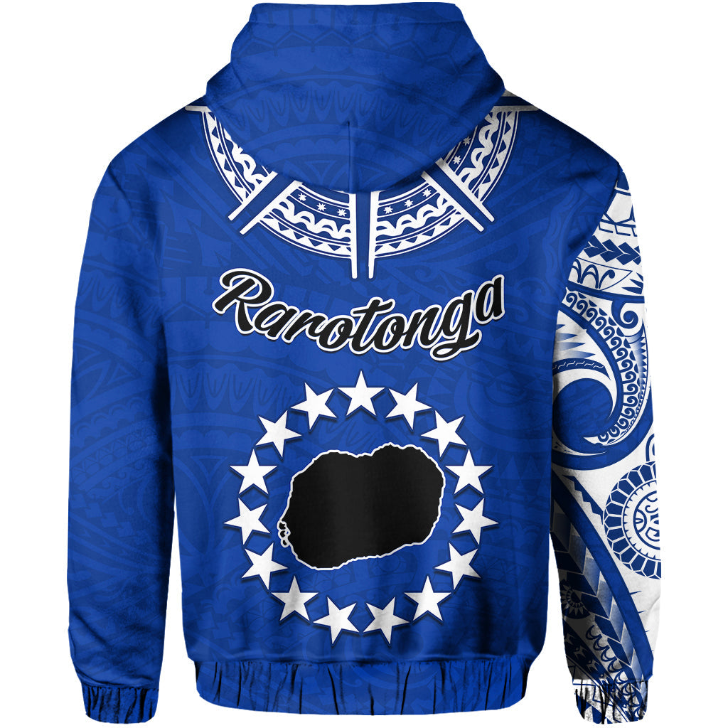 Rarotonga Cook Islands Hoodie Turtle and Map Style Blue LT13 - Wonder Print Shop