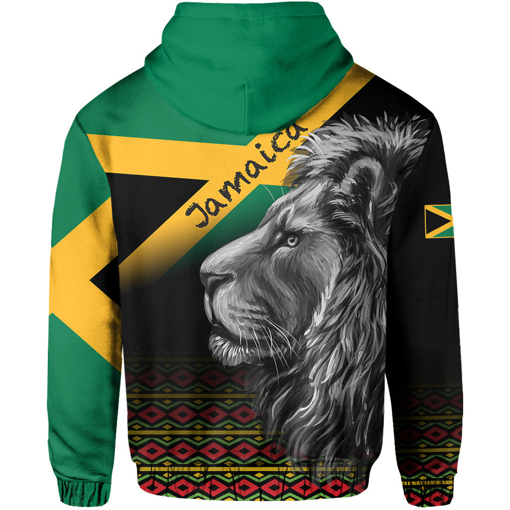 Jamaica Lion Hoodie Jamaican Pattern Version Black LT13 - Wonder Print Shop