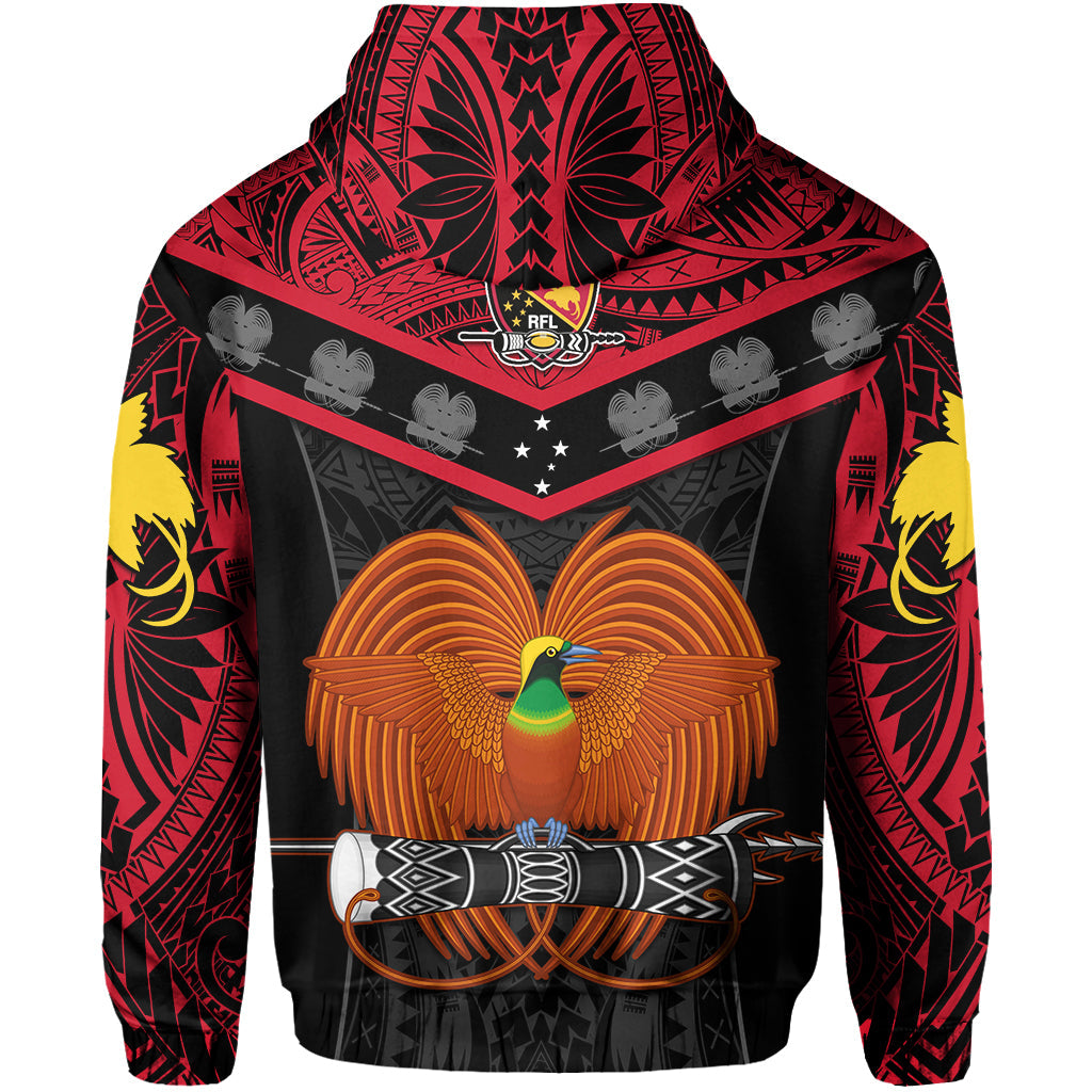 Papua New Guinea Rugby Hoodie PNG Kumuls Bird Of Paradise Black - Wonder Print Shop