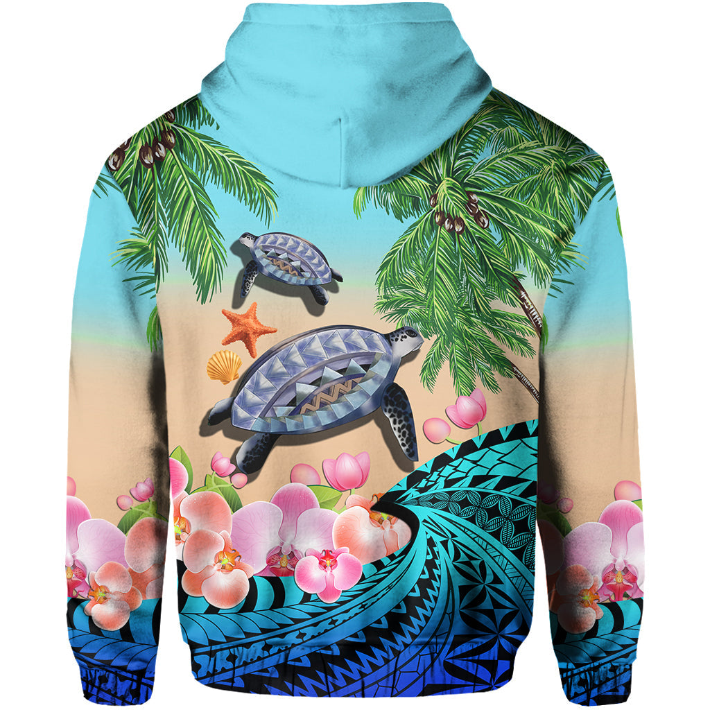 Polynesian Turtle Coconut Tree And Orchids Hoodie - Wonder Print Shop