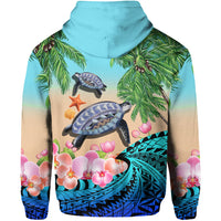 Polynesian Turtle Coconut Tree And Orchids Hoodie - Wonder Print Shop