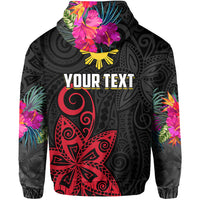 Custom Philippines Hoodie Sun Filipino Polynesian mix Flowers Black Vibe LT13 - Wonder Print Shop