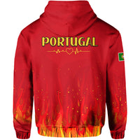 Portugal Football Hoodie Champions Soccer World Cup My Heartbeat Fire LT13 - Wonder Print Shop
