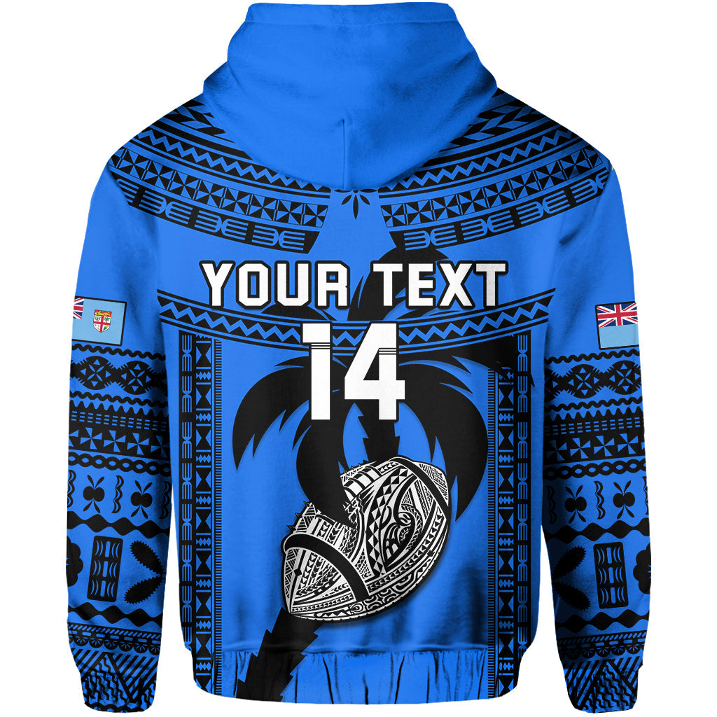 Custom Text And Number Fiji Rugby Hoodie Fijian Drua Super Polynesian Special Tapa Pattern - Wonder Print Shop