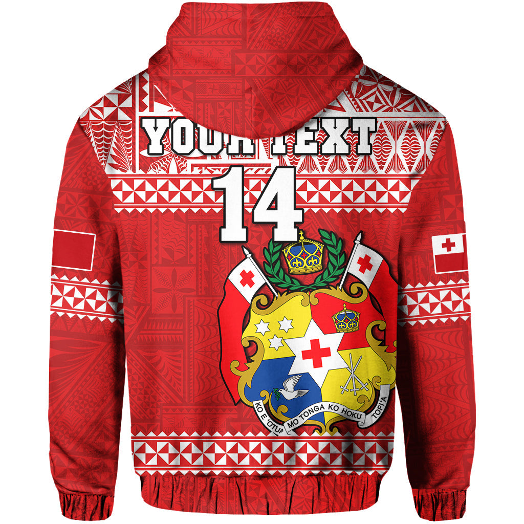 Custom Text And Number Tonga Rugby Hoodie Mate Maa Tonga Pacific Ngatu White - Wonder Print Shop