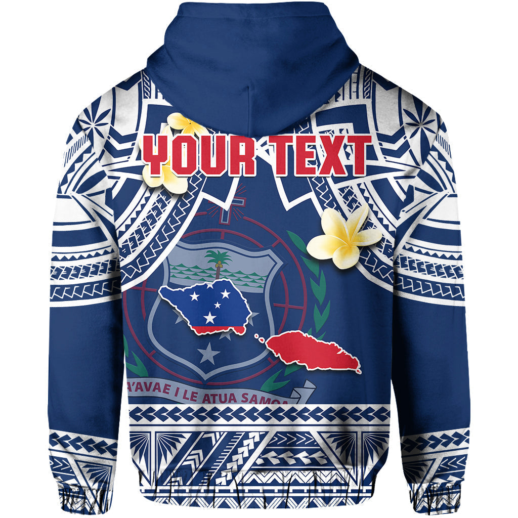 Custom Personalised Samoa Hoodie Samoan Plumeria Flowers Mix Polynesian Pattern - Wonder Print Shop