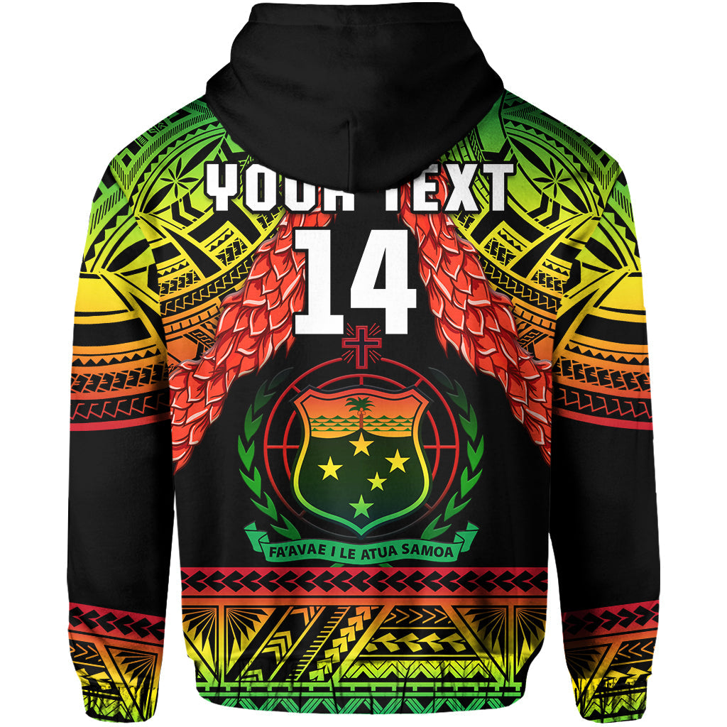 Custom Text And Number Samoa Rugby Hoodie Teuila Torch Ginger Gradient Style - Wonder Print Shop