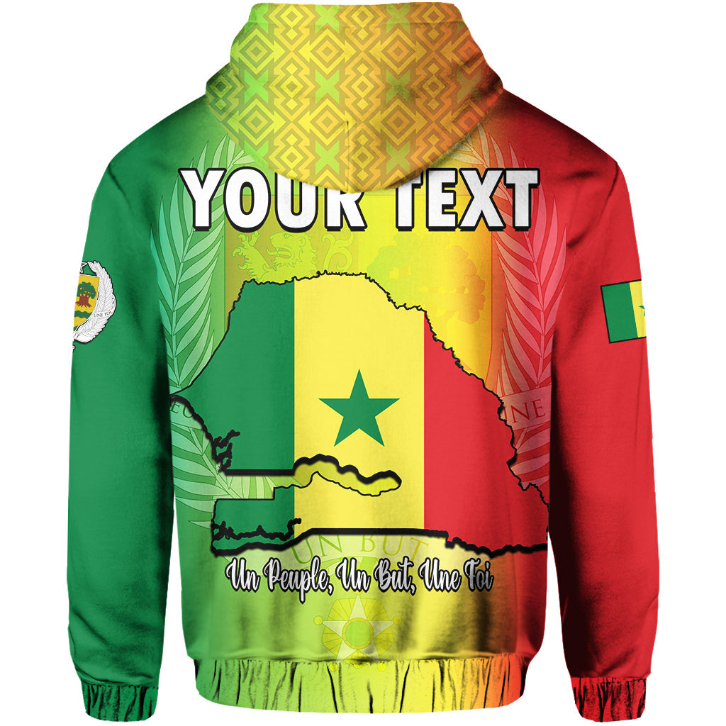 Custom Senegal Hoodie Lion With Senegal Map Reggae Style - Wonder Print Shop