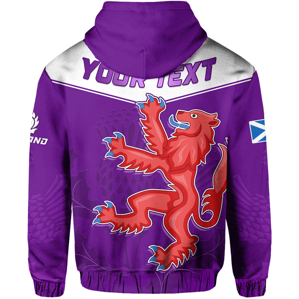 Custom Scottish Rugby Hoodie Map Of Scotland Thistle Purple Version - Wonder Print Shop