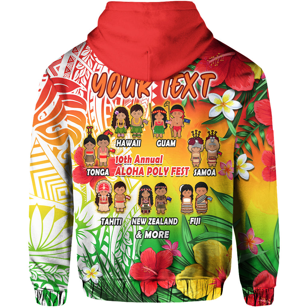 Custom Personalised Aloha Poly FesHoodie Polynesian Pattern With Tropical Flowers - Wonder Print Shop