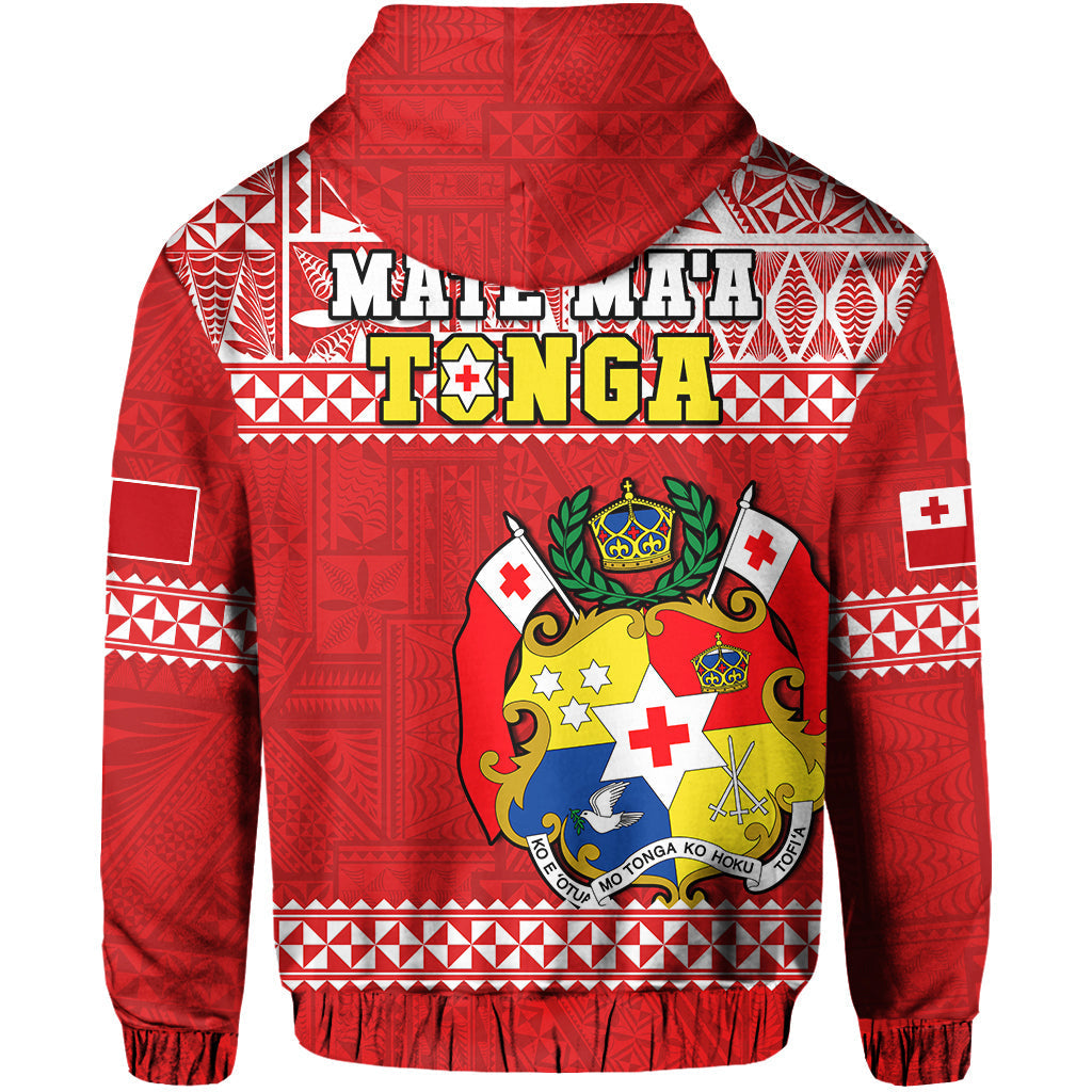 Tonga Rugby Hoodie Mate Maa Tonga Pacific Ngatu White - Wonder Print Shop