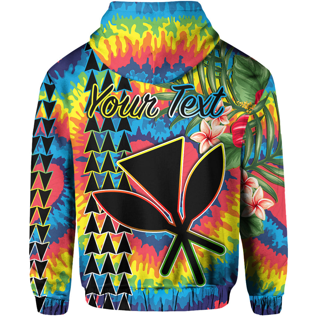 Custom Hawaii Rainbow Tie Dye Hoodie Flowers Polynesian Hawaiian Tribal LT13 - Wonder Print Shop