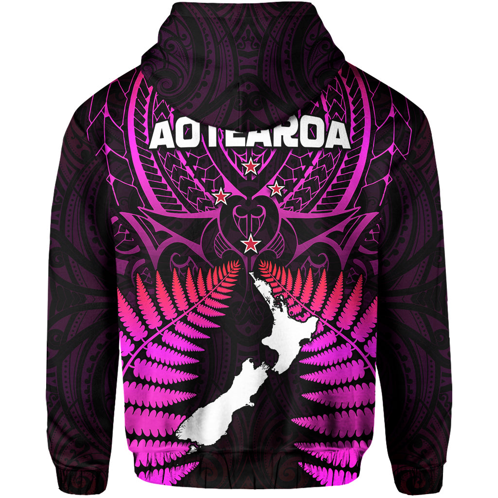 Aotearoa Fern Hoodie New Zealand Hei Tiki Purple Style LT13 - Wonder Print Shop