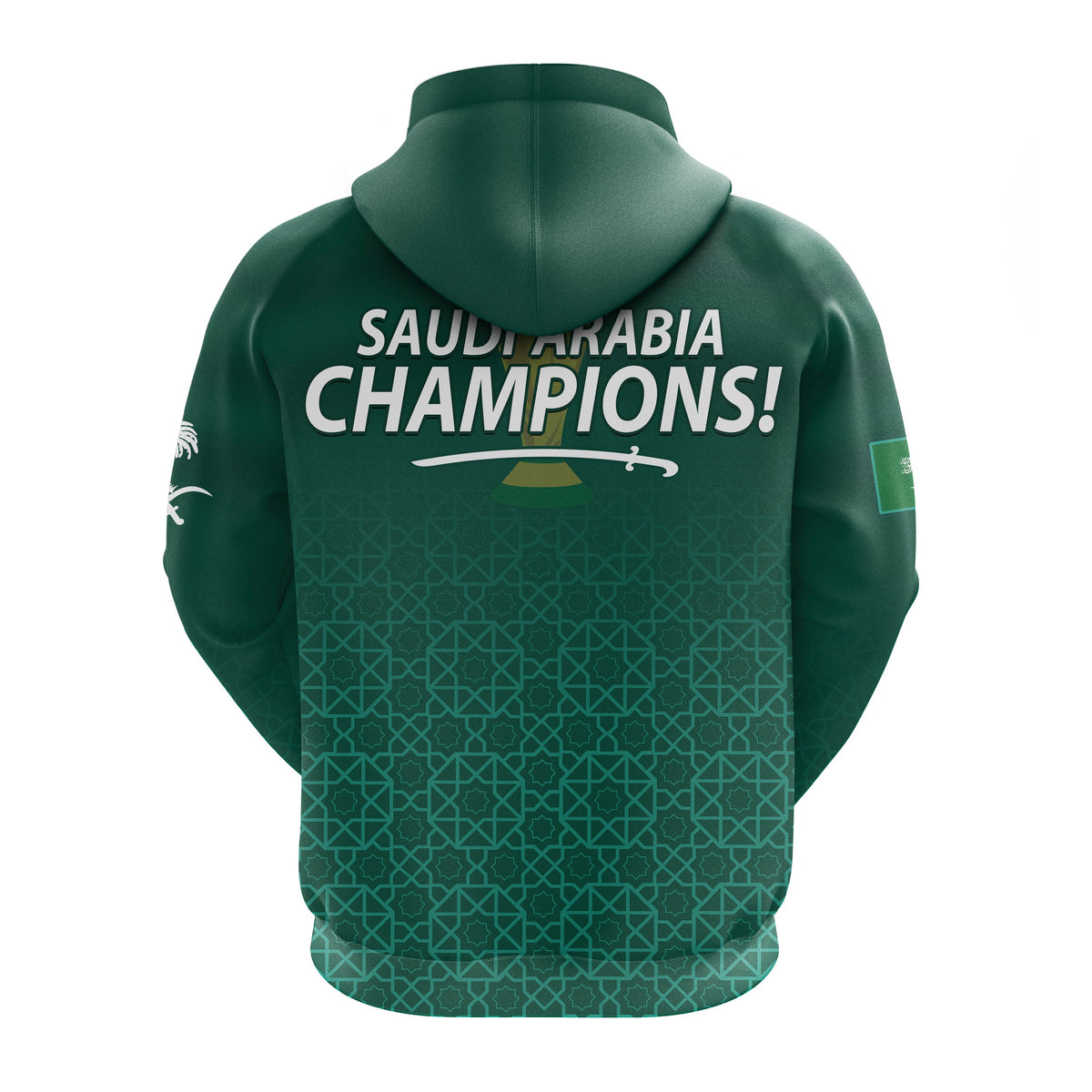 Saudi Arabia Football Hoodie KSA Swords Pattern Saudi Green Champions LT13 - Wonder Print Shop