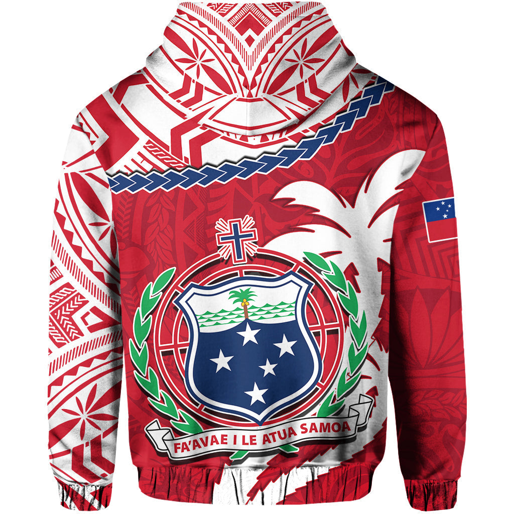 Samoa Hoodie Samoan Coat Of Arms With Coconut Red Style - Wonder Print Shop