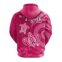 Breast Cancer Awareness Hoodie Hibiscus Polynesian No One Fights Alone LT13 - Wonder Print Shop