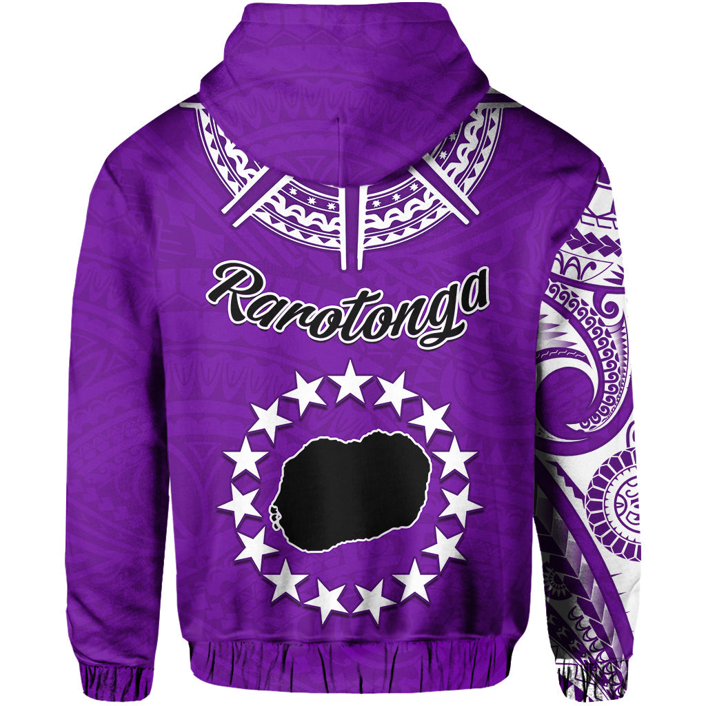 Rarotonga Cook Islands Hoodie Turtle and Map Style Purple LT13 - Wonder Print Shop