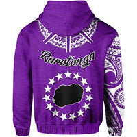 Rarotonga Cook Islands Hoodie Turtle and Map Style Purple LT13 - Wonder Print Shop
